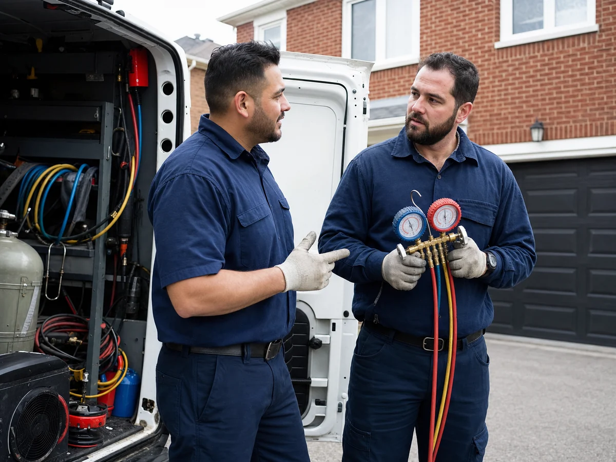 NorthPoint Home Comfort technicians at the service van